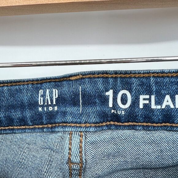 Gap Denim Jeans Size 10 Plus Kids 70s High Rise Flare Adjustable Waist - Picture 4 of 9